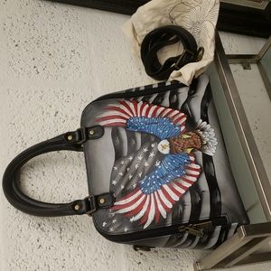 Anuschka Handbag USA Stars Stripes American flag leather Patriot NWT 4th July